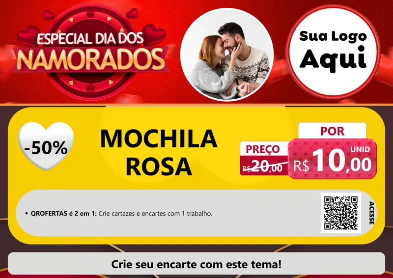 Modelo de Cartaz para Cartaz A4 Horizontal com o tema Especial Dia Dos Namorados para Papelaria