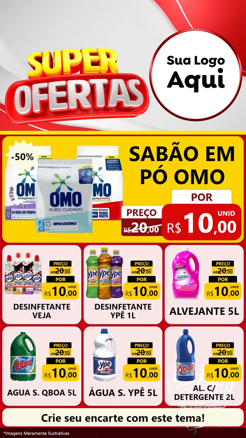 Modelo de Rede Social para Stories com o tema Super Ofertas para Produtos de Limpeza
