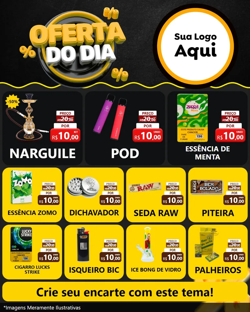 Modelo de Rede Social para Feed Instagram com o tema Oferta Do Dia para Tabacaria