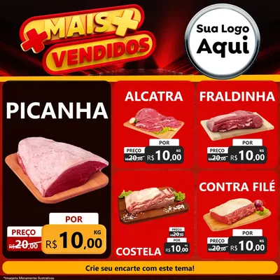 Modelo de Rede Social para Feed Facebook com o tema Mais Vendidos para Açougue