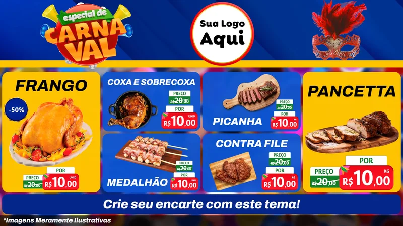Modelo de TV para TV Horizontal com o tema Especial de Carnaval para Assados