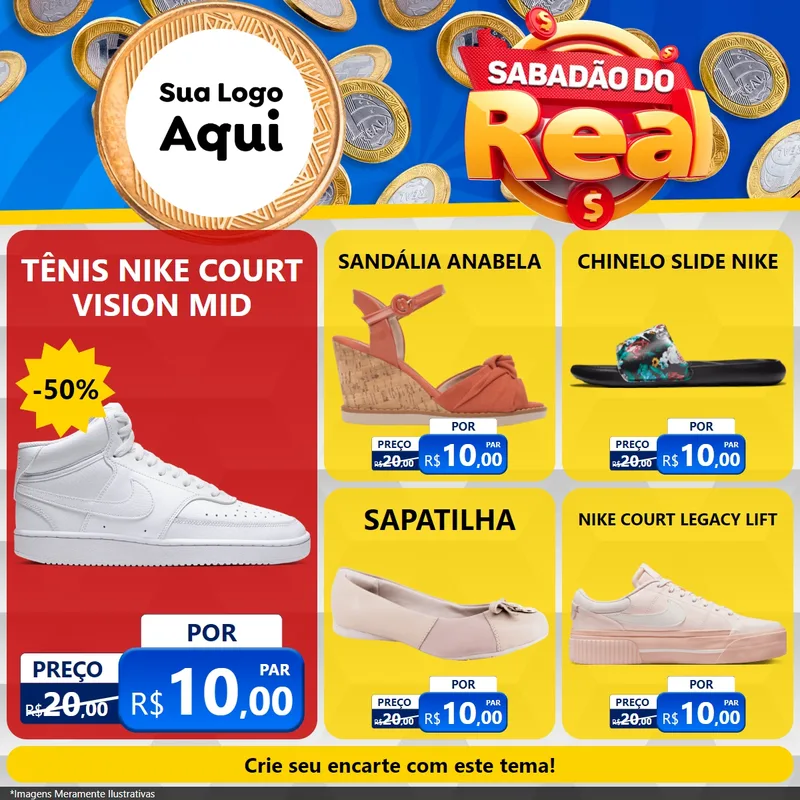 Modelo de Rede Social para Feed Facebook com o tema Sabadão do Real para Calçados