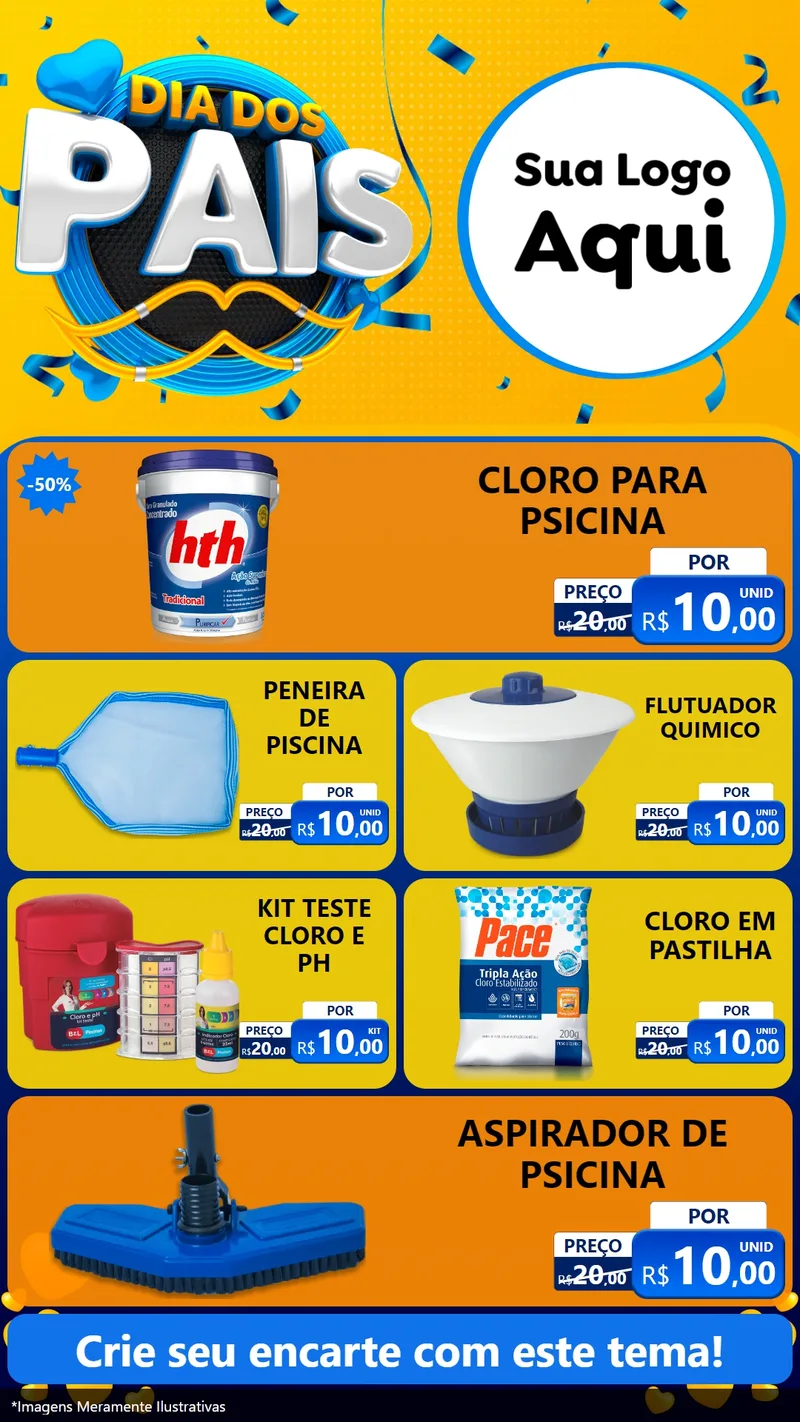 Modelo de TV para TV Vertical com o tema Dia dos Pais para Produtos para Piscina