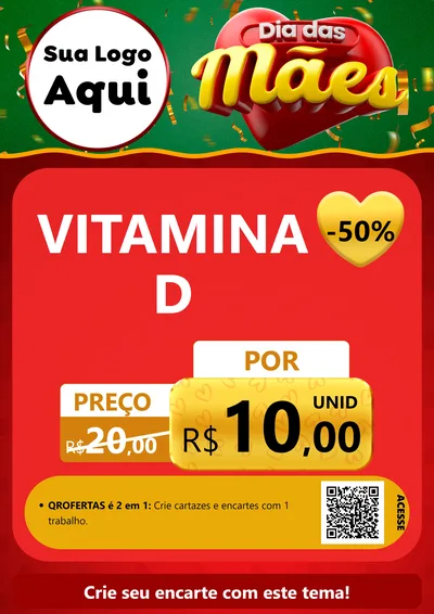 Modelo de Cartaz para Cartaz A4 Vertical com o tema Dia das Mães para Farmácia