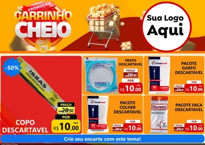 Modelo de Encarte para Encarte A4 Horizontal com o tema Promoção carrinho cheio para Embalagens