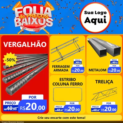 Modelo de Rede Social para Feed Facebook com o tema Folia de Preços Baixos para Ferragens