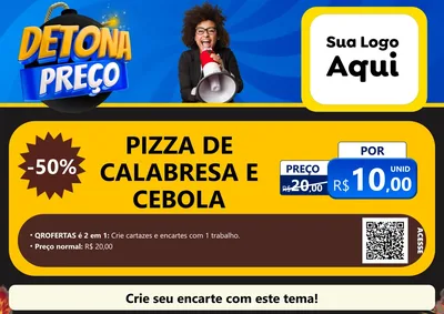 Modelo de Cartaz para Cartaz A4 Horizontal com o tema Detona Preços para Pizzaria