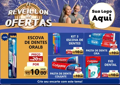 Modelo de Encarte para Encarte A4 Horizontal com o tema Réveillon de Ofertas para Higiene Pessoal