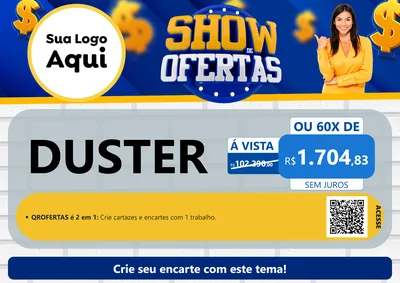 Modelo de Cartaz para Cartaz A4 Horizontal com o tema Show de Ofertas para Concessionaria de Carros