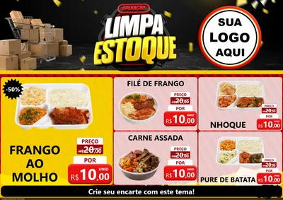 Modelo de Encarte para Encarte A4 Horizontal com o tema Operação Limpa Estoque para Restaurante