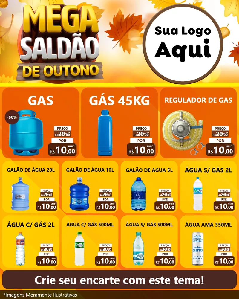 Modelo de Rede Social para Feed Instagram com o tema Mega Saldão de Outono para Água e gás