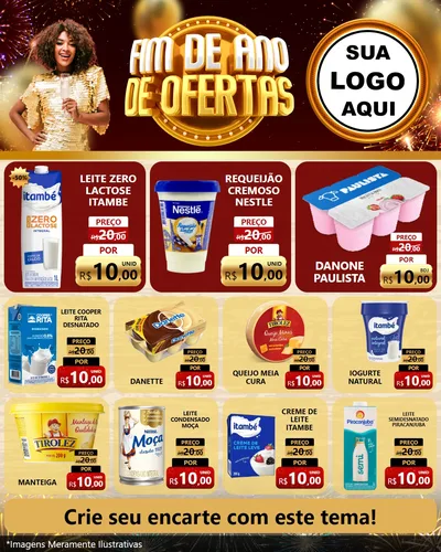 Modelo de Rede Social para Feed Instagram com o tema Fim de Ano de Ofertas para Frios e Laticínios