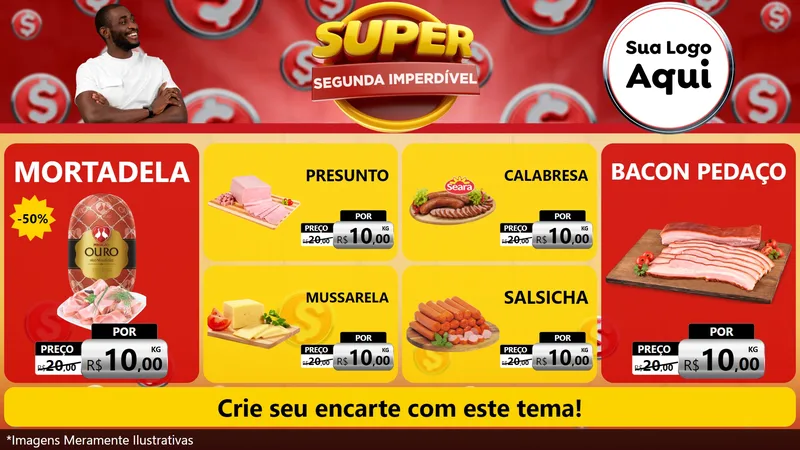 Modelo de TV para TV Horizontal com o tema Super Segunda Imperdível para Frios e Laticínios