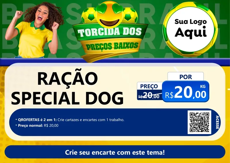 Modelo de Cartaz para Cartaz A4 Horizontal com o tema Torcida dos Preços Baixos - Copa para Pet Shop