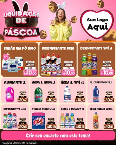 Modelo de Rede Social para Feed Instagram com o tema Liquidação de Páscoa para Produtos de Limpeza