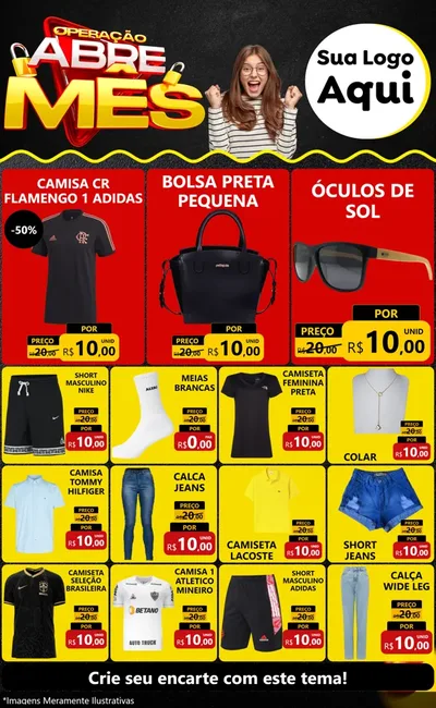 Modelo de Encarte para Encarte Grande com o tema Operação Abre Mês para Roupas e acessórios