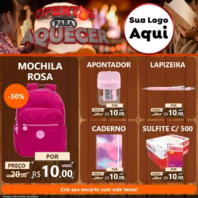 Modelo de Rede Social para Feed Facebook com o tema Ofertas Para Aquecer para Papelaria
