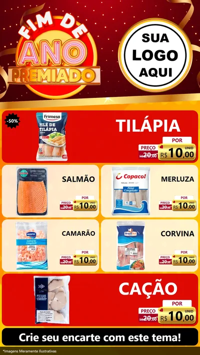 Modelo de TV para TV Vertical com o tema Fim de Ano Premiado para Peixaria
