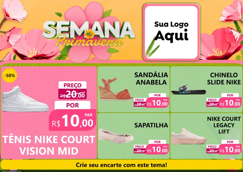 Modelo de Encarte para Encarte A4 Horizontal com o tema Semana da Primavera para Calçados