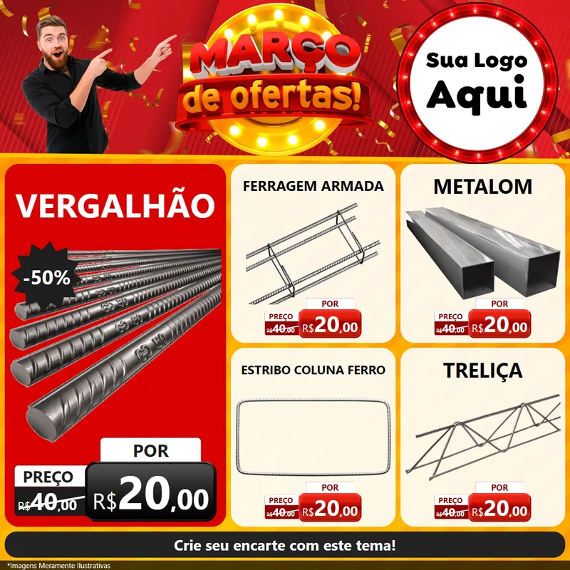 Modelo de Rede Social para Feed Facebook com o tema Março de Ofertas! para Ferragens