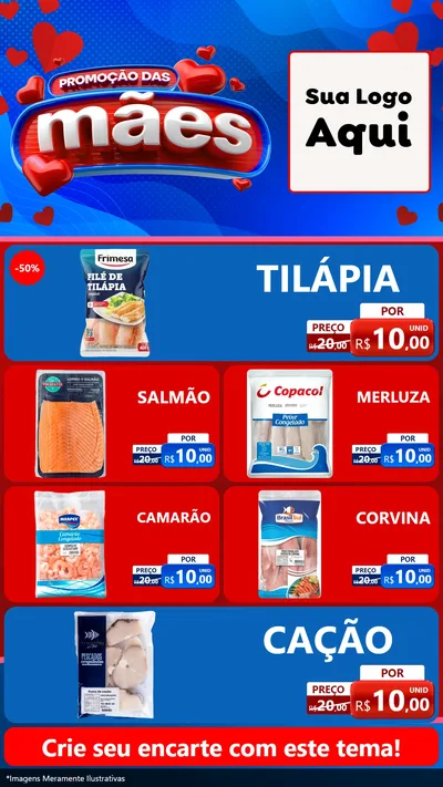 Modelo de TV para TV Vertical com o tema Promoção das Mães para Peixaria