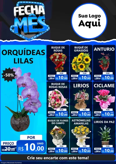 Modelo de Encarte para Encarte A4 Vertical com o tema Fecha Mês para Floricultura e jardim