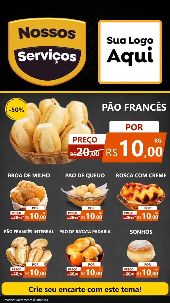 Modelo de Rede Social para Stories com o tema Nossos Serviços para Padaria