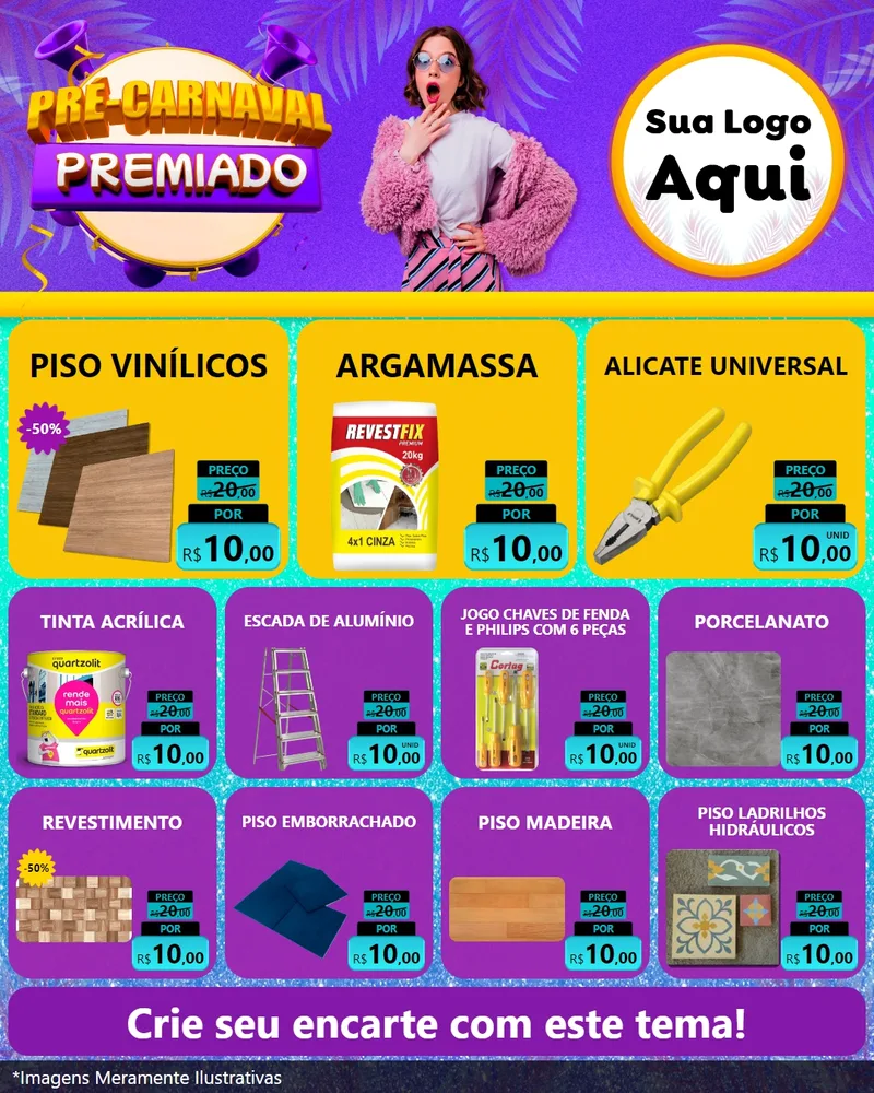 Modelo de Rede Social para Feed Instagram com o tema Pré-Carnaval Premiado para Material para Construção