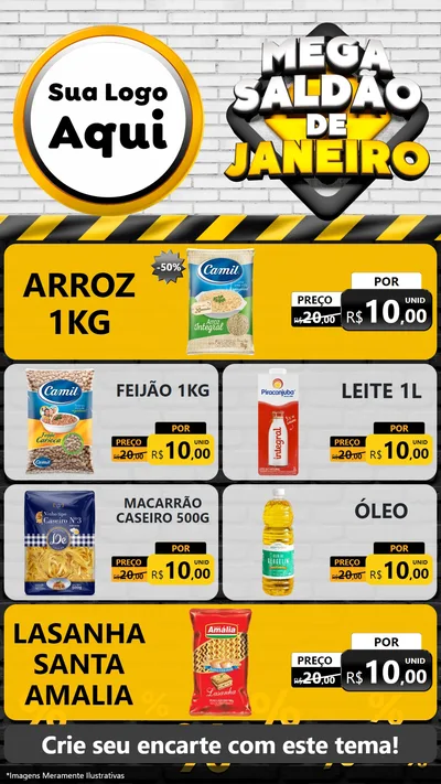 Modelo de TV para TV Vertical com o tema Mega Saldão de Janeiro para Supermercado