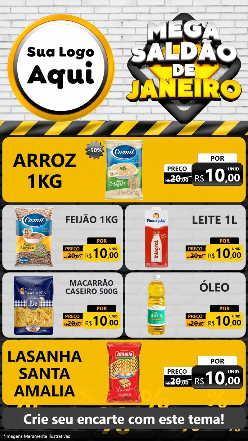 Modelo de TV para TV Vertical com o tema Mega Saldão de Janeiro para Supermercado