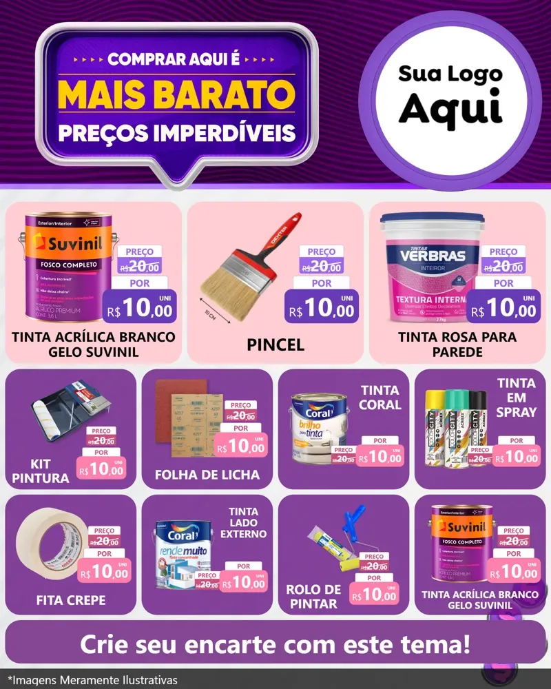Modelo de Rede Social para Feed Instagram com o tema Mais Barato para Tintas e Ferramentas