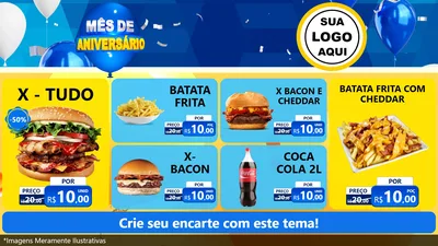 Modelo de TV para TV Horizontal com o tema Mês de Aniversário para Hamburgueria