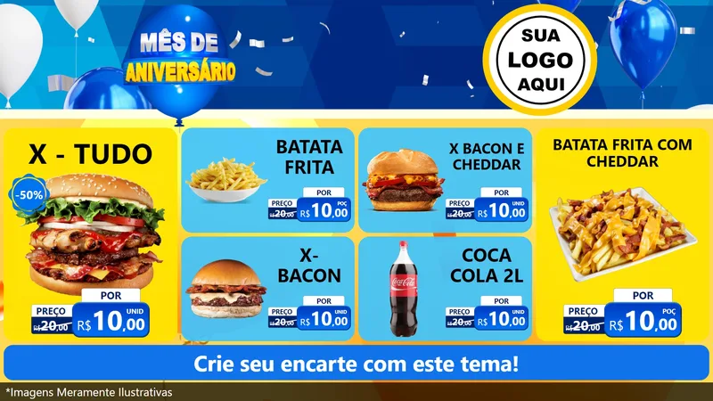 Modelo de TV para TV Horizontal com o tema Mês de Aniversário para Hamburgueria