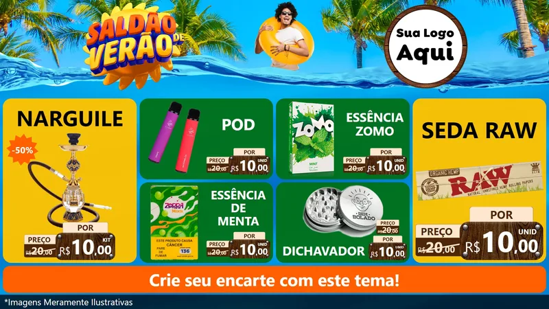 Modelo de TV para TV Horizontal com o tema Saldão de Verão para Tabacaria