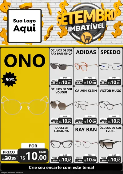 Modelo de Encarte para Encarte A4 Vertical com o tema Setembro Imbatível para Óticas