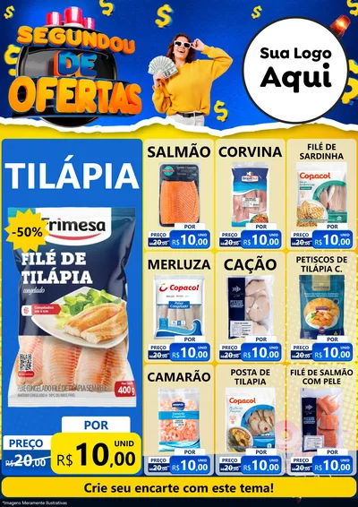 Modelo de Encarte para Encarte A4 Vertical com o tema Segundou de Ofertas para Peixaria