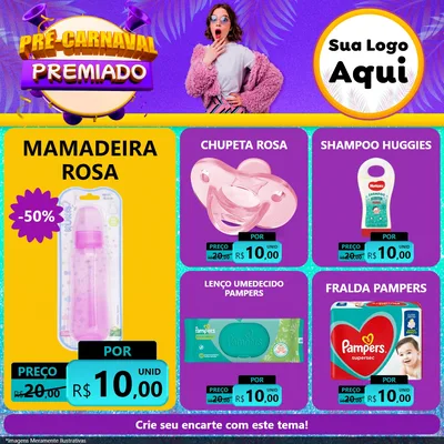 Modelo de Rede Social para Feed Facebook com o tema Pré-Carnaval Premiado para Bebês