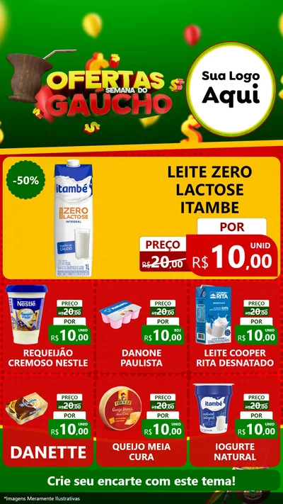 Modelo de Rede Social para Stories com o tema Ofertas Semana Do Gaúcho para Frios e Laticínios
