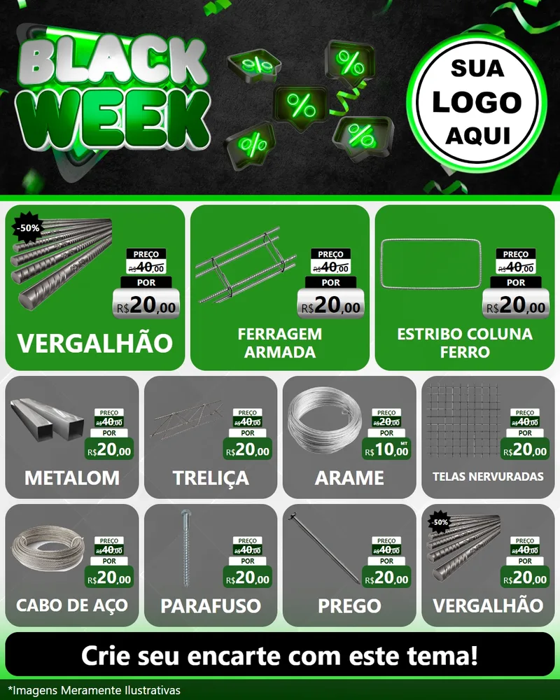 Modelo de Rede Social para Feed Instagram com o tema Black Week para Ferragens