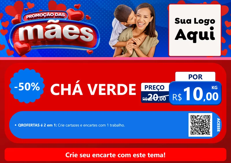 Modelo de Cartaz para Cartaz A4 Horizontal com o tema Promoção das Mães para Produtos Naturais