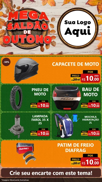 Modelo de TV para TV Vertical com o tema Mega Saldão de Outono para Moto peças