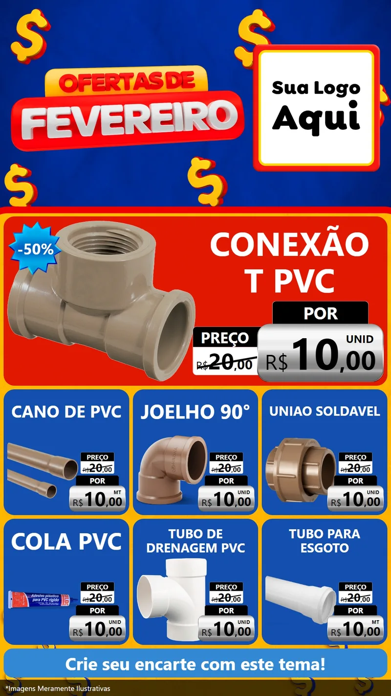 Modelo de Rede Social para Stories com o tema Ofertas de Fevereiro para Tubos e conexões