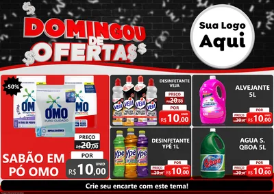 Modelo de Encarte para Encarte A4 Horizontal com o tema Domingou de Ofertas para Produtos de Limpeza