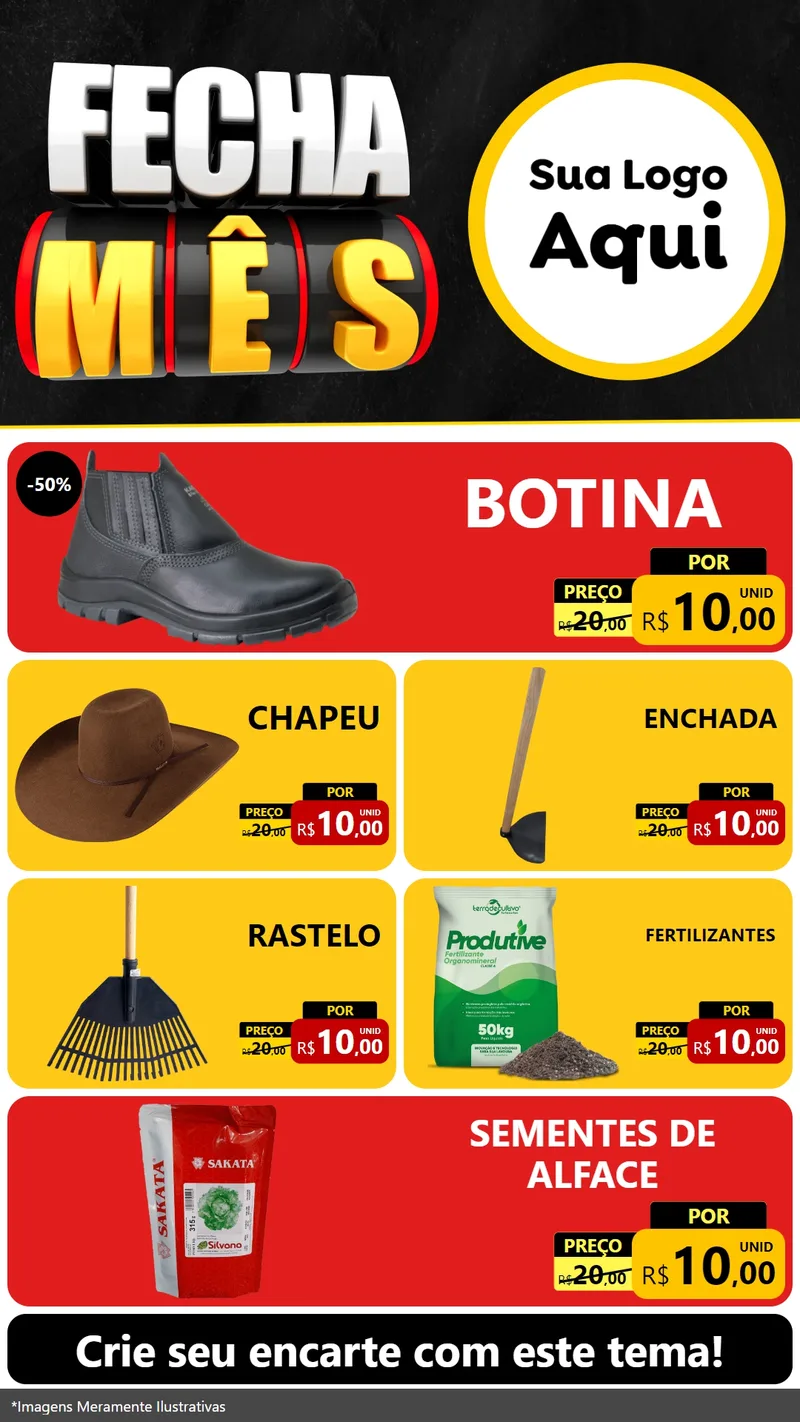 Modelo de TV para TV Vertical com o tema Fecha Mês para Agropecuária