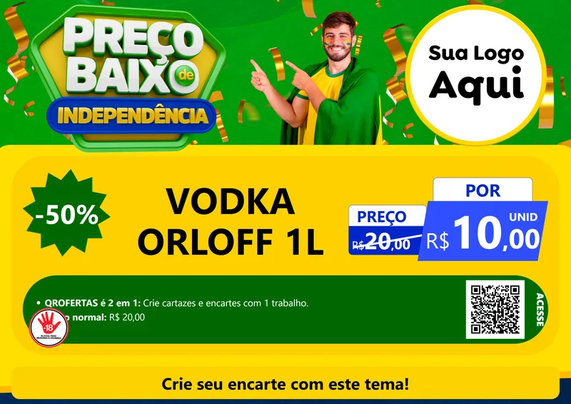 Modelo de Cartaz para Cartaz A4 Horizontal com o tema Preço Baixo de Independência para Distribuidora de bebidas
