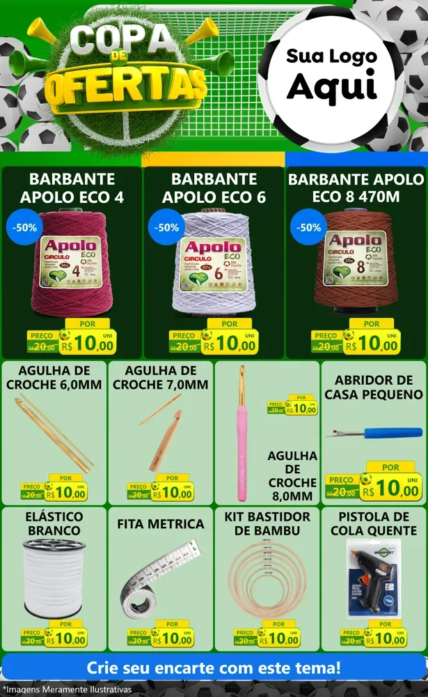Modelo de Encarte para Encarte Grande com o tema Copa De Ofertas para Armarinho e Aviamentos