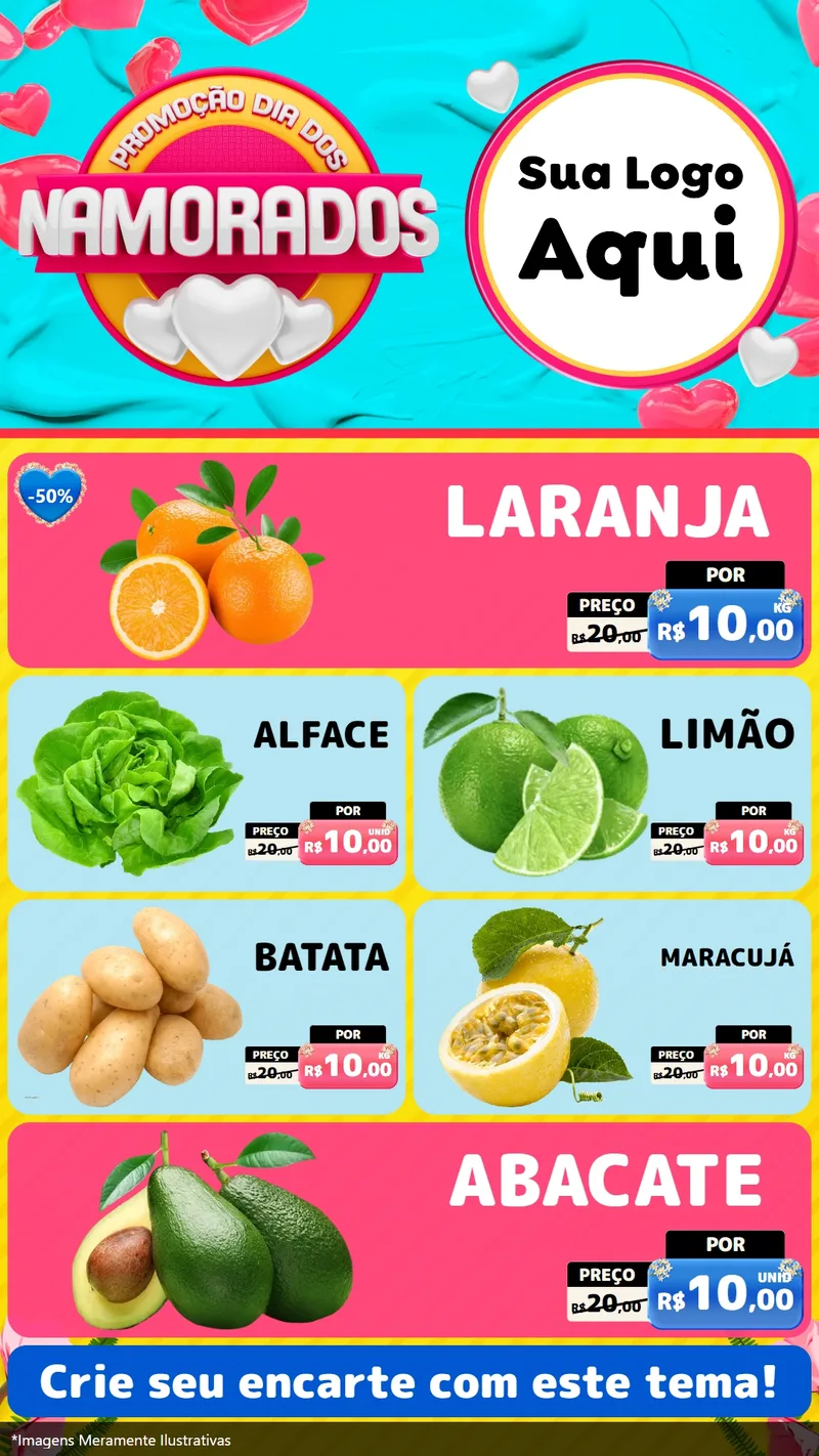 Modelo de TV para TV Vertical com o tema Promoção Dia dos Namorados para Hortifrúti
