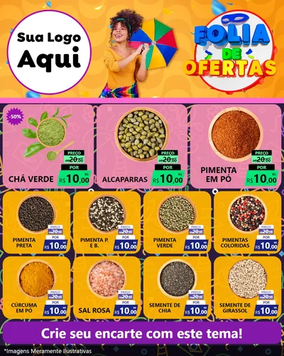 Modelo de Rede Social para Feed Instagram com o tema Folia de Ofertas para Produtos Naturais