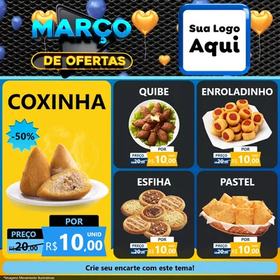 Modelo de Rede Social para Feed Facebook com o tema Março de Ofertas para Salgadaria