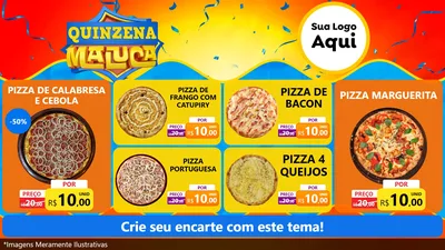 Modelo de TV para TV Horizontal com o tema Quinzena Maluca para Pizzaria
